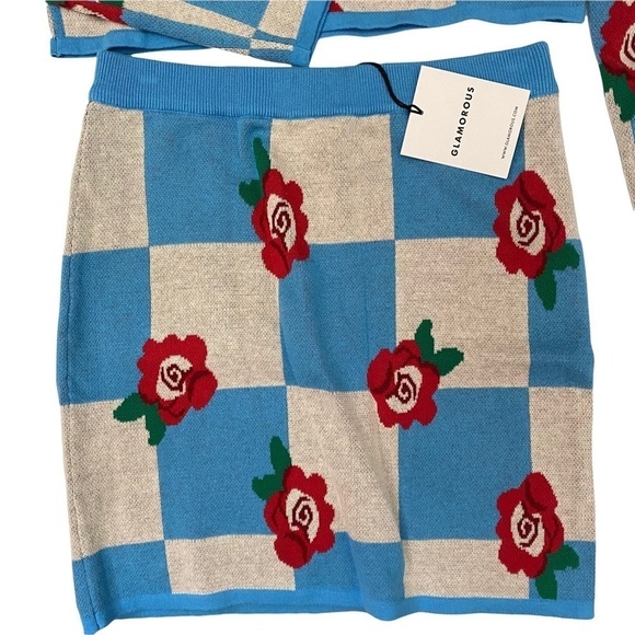 Glamorous Rose Checkerboard Top and Skirt Set Sz Med - Picture 10 of 13